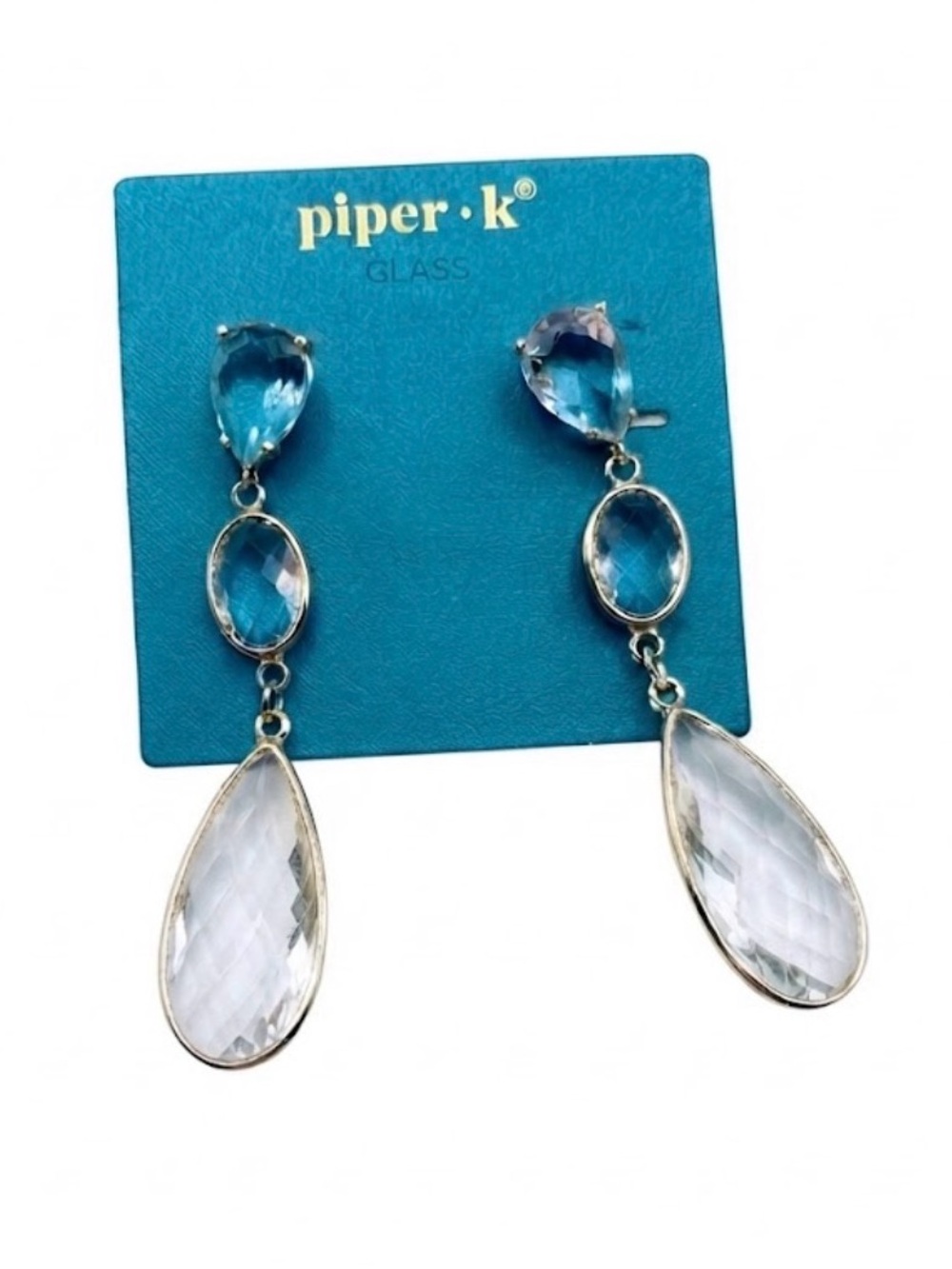 NWT ⚜️💎⚜️ Piper K Glass Triple Drop Dangle Earrings